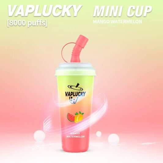 VAPLUCKY MINI CUP 8000 DISPOSABLE VAPE – MANGO WATERMELON – 5%Nic ( Rechargeable type-C )