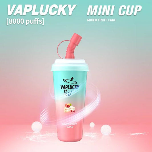 VAPLUCKY MINI CUP 8000 DEVICE – MIXED FRUIT CAKE – 5%Nic ( Rechargeable type-C )