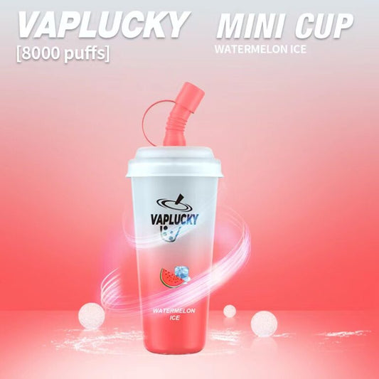 VAPLUCKY MINI CUP 8000 DEVICE – WATERMELON ICE – 5%Nic ( Rechargeable type-C )